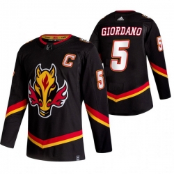 Men Calgary Flames 5 Mark Giordano Black Adidas 2020 21 Reverse Retro Alternate NHL Jersey
