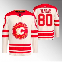 Men Calgary Flames 80 Daniel Vladar 2023 Cream Heritage Classic Primegreen Stitched Jersey