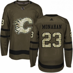 Mens Adidas Calgary Flames 23 Sean Monahan Premier Green Salute to Service NHL Jersey 