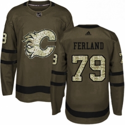 Mens Adidas Calgary Flames 79 Michael Ferland Premier Green Salute to Service NHL Jersey 