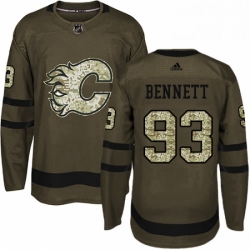 Mens Adidas Calgary Flames 93 Sam Bennett Authentic Green Salute to Service NHL Jersey 