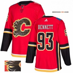 Mens Adidas Calgary Flames 93 Sam Bennett Authentic Red Fashion Gold NHL Jersey 