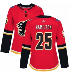 Womens Adidas Calgary Flames 25 Freddie Hamilton Premier Red Home NHL Jersey 