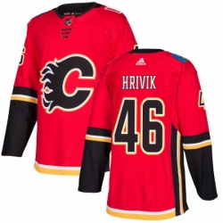 Youth Adidas Calgary Flames 46 Marek Hrivik Authentic Red Home NHL Jersey 