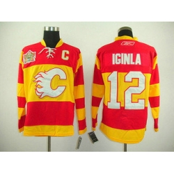 kids Calgary Flames 12 Jarome Iginla HERITAGE PATCH youth jerseys