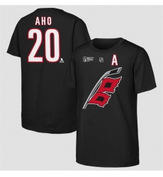 Men Carolina Hurricanes  20 Sebastian Aho Outerstuff Black 2026 Stanley Cup Final Name   Number T Shirt