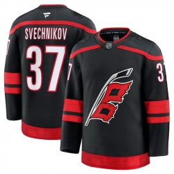 Men Carolina Hurricanes 37 Andrei Svechnikov Black 2024 25 Home Stitched Hockey Jersey