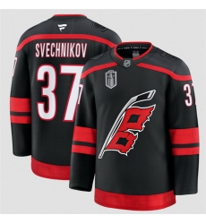 Men Carolina Hurricanes  37 Andrei Svechnikov Black 2026 Stanley Cup Final Stitched Hockey Jersey