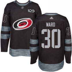 Mens Adidas Carolina Hurricanes 30 Cam Ward Premier Black 1917 2017 100th Anniversary NHL Jersey 