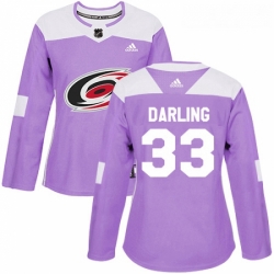 Womens Adidas Carolina Hurricanes 33 Scott Darling Authentic Purple Fights Cancer Practice NHL Jersey 
