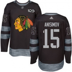 Blackhawks #15 Artem Anisimov Black 1917 2017 100th Anniversary Stitched NHL Jersey