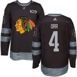 Blackhawks #4 Bobby Orr Black 1917 2017 100th Anniversary Stitched NHL Jersey