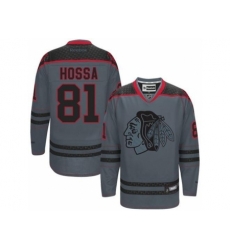 Chicago Blackhawks #81 Marian Hossa Charcoal Cross Check Fashion Stitched NHL Jersey