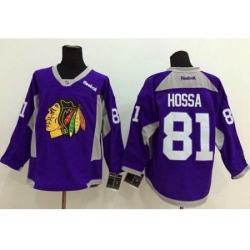 Chicago Blackhawks #81 Marian Hossa Purple Hockey Fights Cancer Stitched NHL Jersey