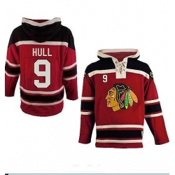 Chicago Blackhawks 9# Bobby Hull Hockey Red Color Hooded Sweatshirt