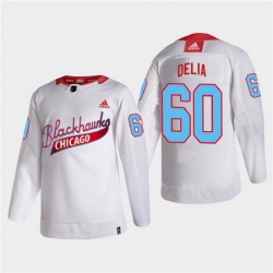 Men Chicago Blackhawks 60 Collin Delia 2022 Community Night White Stitched jersey
