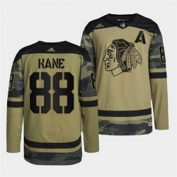 Men Chicago Blackhawks 88 Patrick Kane 2022 Camo Military Appreciation Night White Stitched jersey