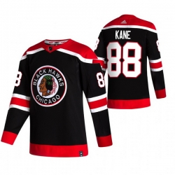 Men Chicago Blackhawks 88 Patrick Kane Black Adidas 2020 21 Reverse Retro Alternate NHL Jersey