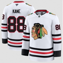 Men Chicago Blackhawks  88 Patrick Kane White 2024 25 Away Stitched Hockey Jersey