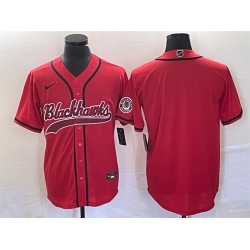 Men Chicago Blackhawks Blank Red Cool Base Stitched Baseball Jersey