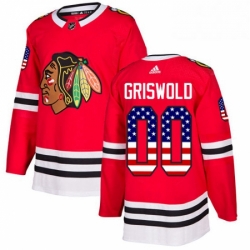 Mens Adidas Chicago Blackhawks 00 Clark Griswold Authentic Red USA Flag Fashion NHL Jersey 