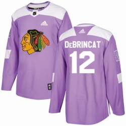 Men's Adidas Chicago Blackhawks #12 Alex DeBrincat Authentic Purple Fights Cancer Practice NHL Jersey