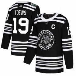 Mens Adidas Chicago Blackhawks 19 Jonathan Toews Authentic Black 2019 Winter Classic NHL Jersey 