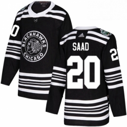 Mens Adidas Chicago Blackhawks 20 Brandon Saad Authentic Black 2019 Winter Classic NHL Jersey 