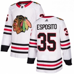 Mens Adidas Chicago Blackhawks 35 Tony Esposito Authentic White Away NHL Jersey 