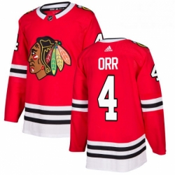 Mens Adidas Chicago Blackhawks 4 Bobby Orr Authentic Red Home NHL Jersey 