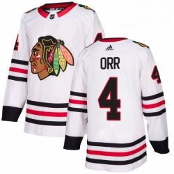 Mens Adidas Chicago Blackhawks 4 Bobby Orr Authentic White Away NHL Jersey 