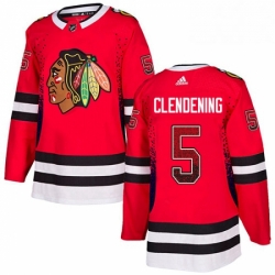 Mens Adidas Chicago Blackhawks 5 Adam Clendening Authentic Red Drift Fashion NHL Jersey 