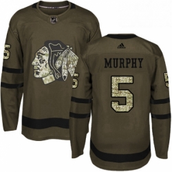 Mens Adidas Chicago Blackhawks 5 Connor Murphy Authentic Green Salute to Service NHL Jersey 