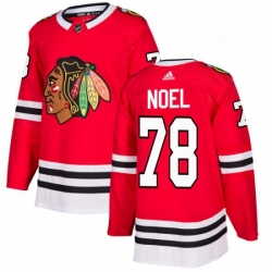 Mens Adidas Chicago Blackhawks 78 Nathan Noel Authentic Red Home NHL Jersey 