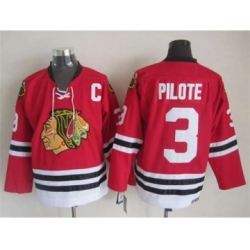 nhl jerseys chicago blackhawks 3 pilote red[m&n][pilote][patch C]