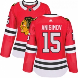 Womens Adidas Chicago Blackhawks 15 Artem Anisimov Authentic Red Home NHL Jersey 