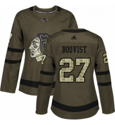 Womens Adidas Chicago Blackhawks 27 Adam Boqvist Authentic Green Salute to Service NHL Jersey 