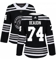 Womens Adidas Chicago Blackhawks 74 Nicolas Beaudin Authentic Black 2019 Winter Classic NHL Jerse