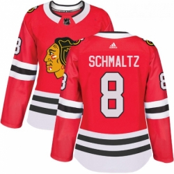 Womens Adidas Chicago Blackhawks 8 Nick Schmaltz Authentic Red Home NHL Jersey 