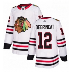 Youth Adidas Chicago Blackhawks 12 Alex DeBrincat Authentic White Away NHL Jersey 