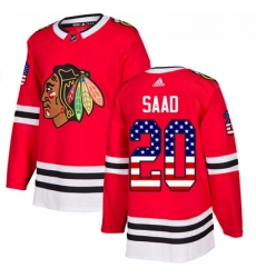 Youth Adidas Chicago Blackhawks 20 Brandon Saad Authentic Red USA Flag Fashion NHL Jersey 