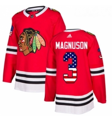 Youth Adidas Chicago Blackhawks 3 Keith Magnuson Authentic Red USA Flag Fashion NHL Jersey 