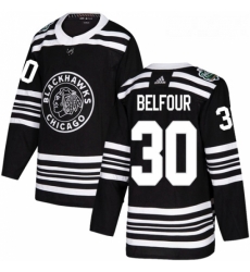 Youth Adidas Chicago Blackhawks 30 ED Belfour Authentic Black 2019 Winter Classic NHL Jersey 