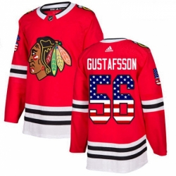 Youth Adidas Chicago Blackhawks 56 Erik Gustafsson Authentic Red USA Flag Fashion NHL Jersey 