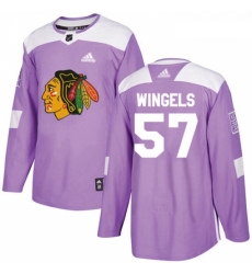 Youth Adidas Chicago Blackhawks 57 Tommy Wingels Authentic Purple Fights Cancer Practice NHL Jersey 