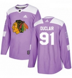 Youth Adidas Chicago Blackhawks 91 Anthony Duclair Authentic Purple Fights Cancer Practice NHL Jersey 