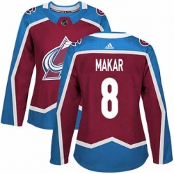 Women Adidas Colorado Avalanche 8 Cale Makar Burgundy Home Authentic Stitched NHL Jersey
