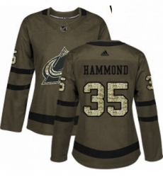 Womens Adidas Colorado Avalanche 35 Andrew Hammond Authentic Green Salute to Service NHL Jersey 