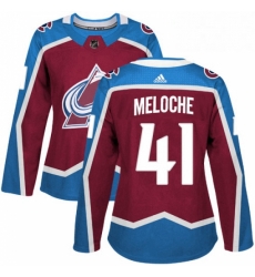 Womens Adidas Colorado Avalanche 41 Nicolas Meloche Premier Burgundy Red Home NHL Jersey 