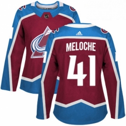 Womens Adidas Colorado Avalanche 41 Nicolas Meloche Premier Burgundy Red Home NHL Jersey 